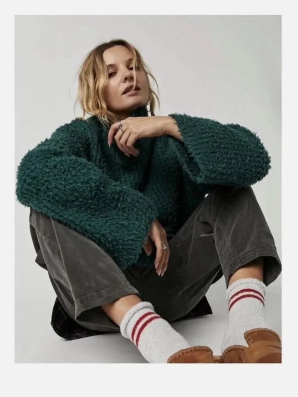 Free People Canyon Fuzzy Pullover Sweater In Green